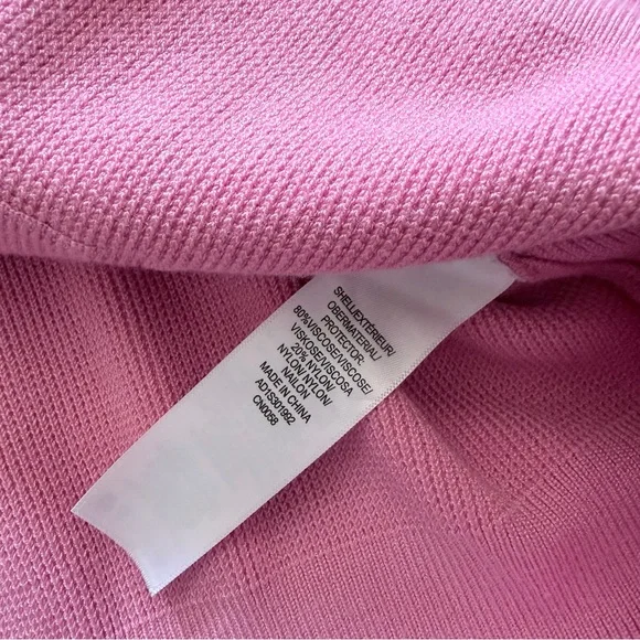 Pastel Pink Scalloped Trim Knit Cardigan Elegant Preppy Lady Jacket XL - Picture 6 of 8